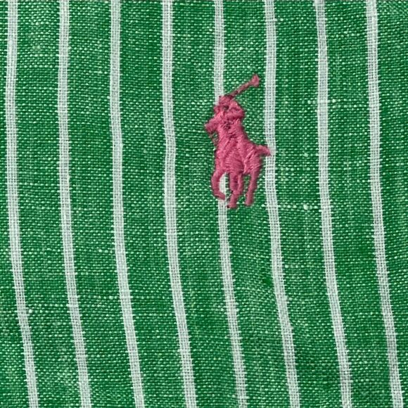 Ralph Lauren 100% Linen Shirt Mens 2XL Green Button Down Preppy - Picture 6 of 9